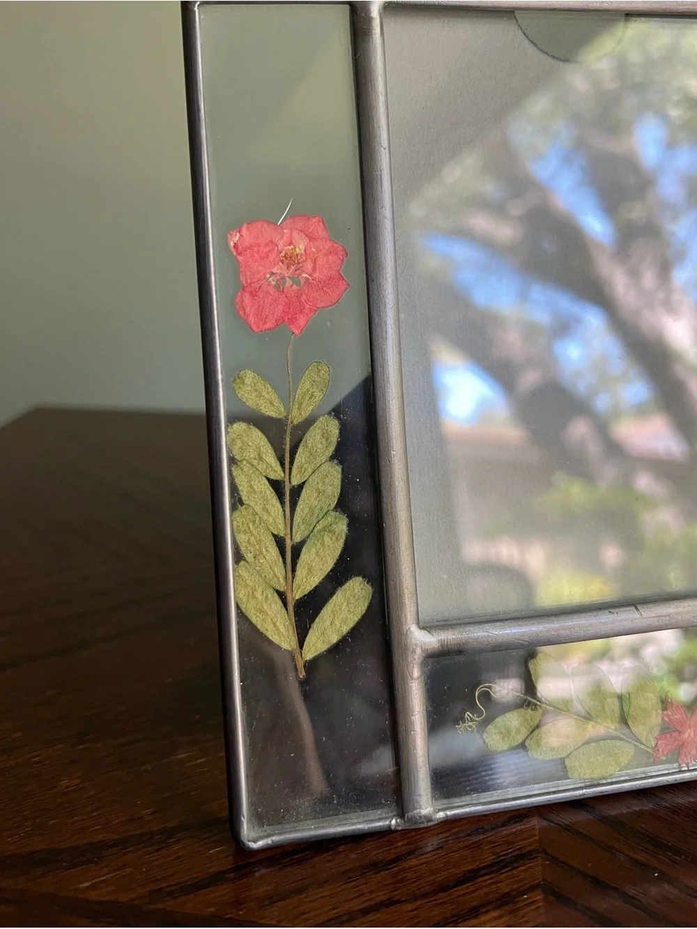 Vintage Pressed Flower Photo Frame, Real Floral Picture Frame, Cottagecore Decor